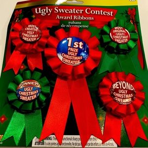 Ugly Sweater Contest Award Ribbon Set of Four